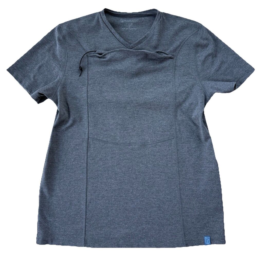 Lalabu Men's 2XL Babywearing Carrier Top Dad Shirt Gray Short Sleeve Stretch